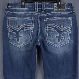Rock Revival Donato Jeans Mens 38 (Fits‎ 38x31) Blue Distressed Relaxed Denim